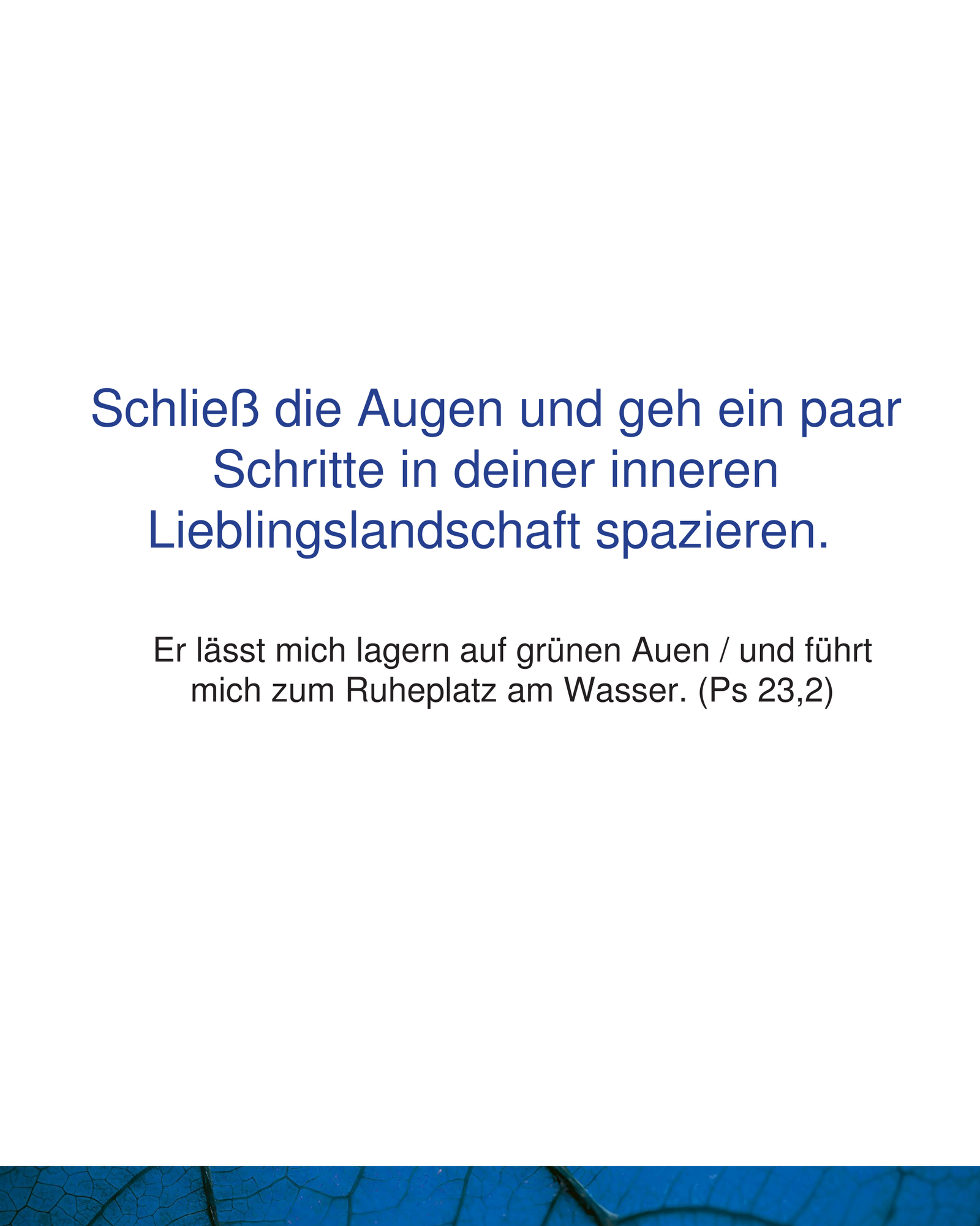 Spruch: Schließ die Augen und geh ein paar Schritte in deiner inneren Lieblingsmannschaft spazieren.